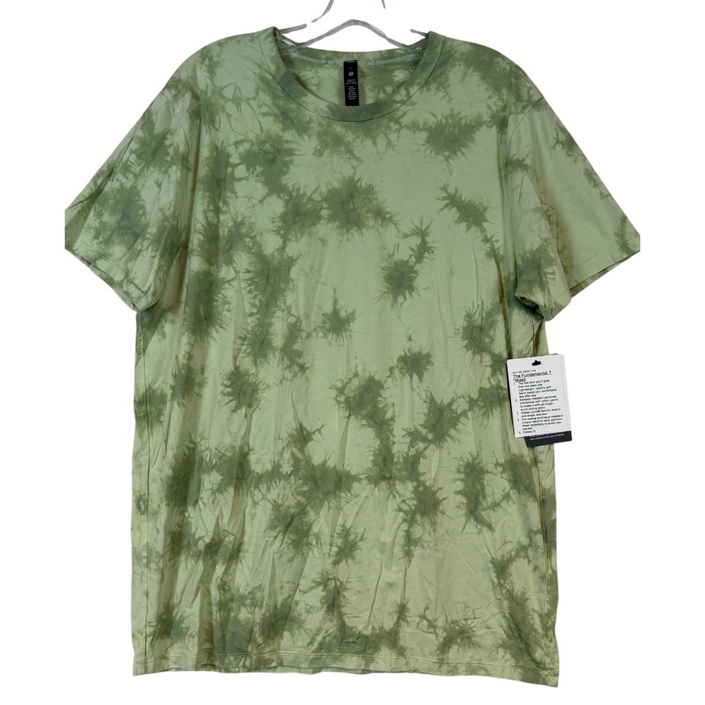 NWT Lululemon The Fundamental T Wash Green Tie Dye Pima Cotton Shirt Mens •L•